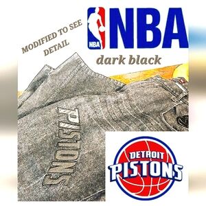 Firm$OFFICIAL NBA PISTONS TEAM EMBROIDEREDMENS 38 X 48" LONG VINTAGE BLACK JEANS